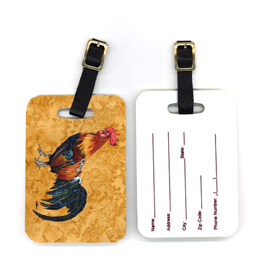 4 x 2.75 in. Pair of Rooster Luggage Tag