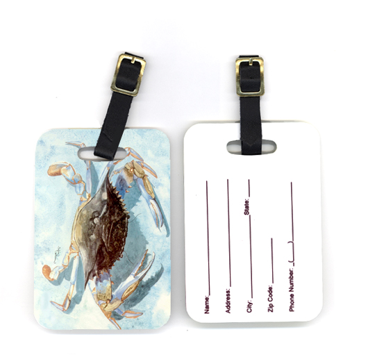 4 x 2.75 in. Pair of Blue Crab Luggage Tag