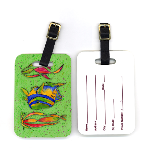 Pair of Tropical Fish on Green Luggage Tag
