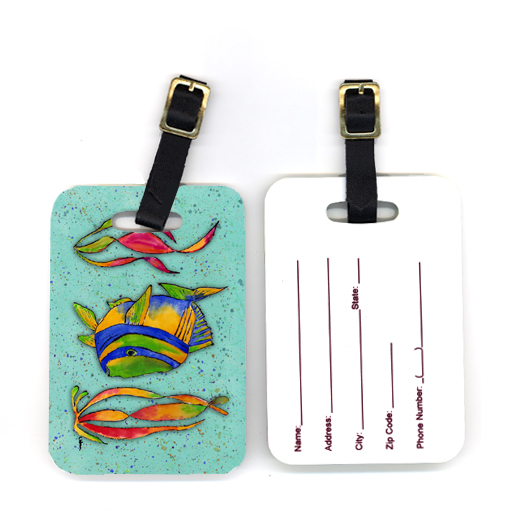 Pair of Tropical Fish on Teal Luggage Tag