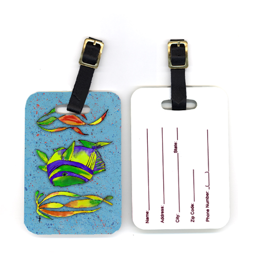 Pair of Tropical Fish on Blue Luggage Tag