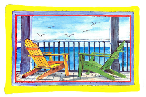 Picture of Carolines Treasures 8085PILLOWCASE 20.5 x 30 in. Adirondack Chairs Yellow Moisture Wicking Fabric Standard Pillow Case