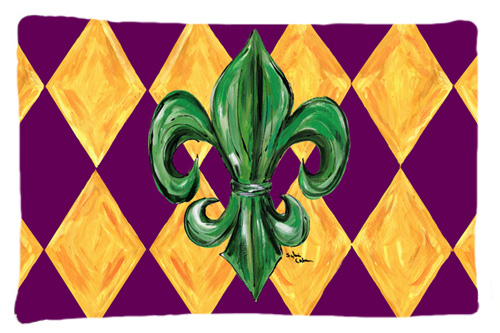 Picture of Carolines Treasures 8133PILLOWCASE 20.5 x 30 in. Mardi Gras Fleur De Lis Purple Green and Gold Moisture Wicking Fabric Standard Pillow Case