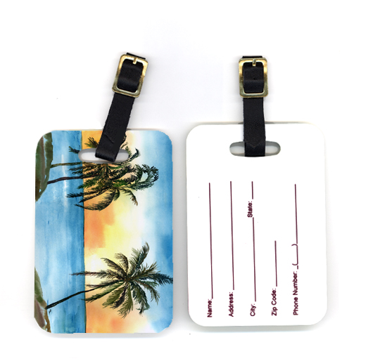 4 x 2.75 in. Pair of Palm Tree Luggage Tag