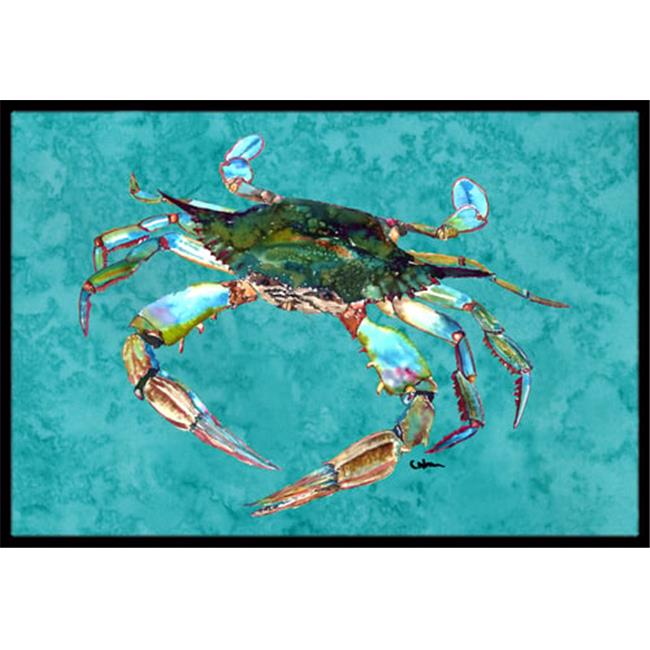 Carolines Treasures 8657MAT 18 x 27 in. Teal With Blue Crab Indoor Or Outdoor...