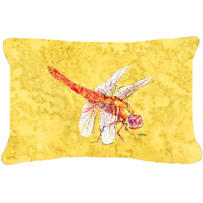 12 x 16 In. Dragonfly on Yellow Indoor & Outdoor Fabric Decorative Pillow