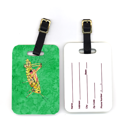 Pair of Grasshopper on Green Luggage Tag