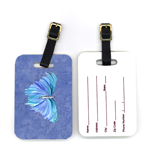 Pair of Butterfly on Slate Blue Luggage Tag
