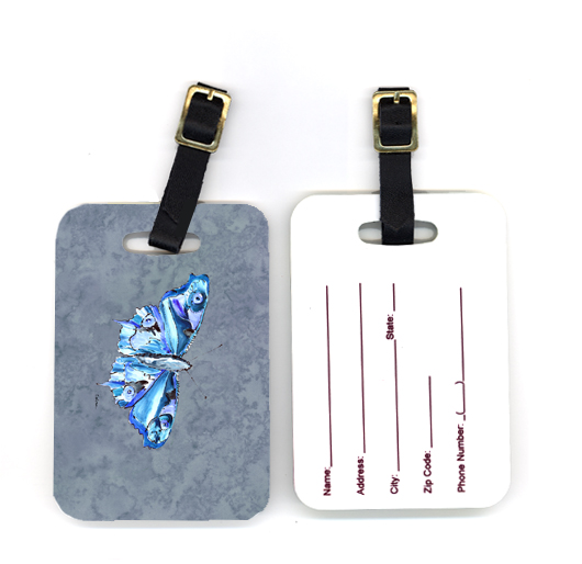 Pair of Butterfly on Gray Luggage Tag