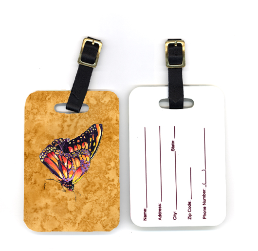 Pair of Butterfly on Gold Luggage Tag