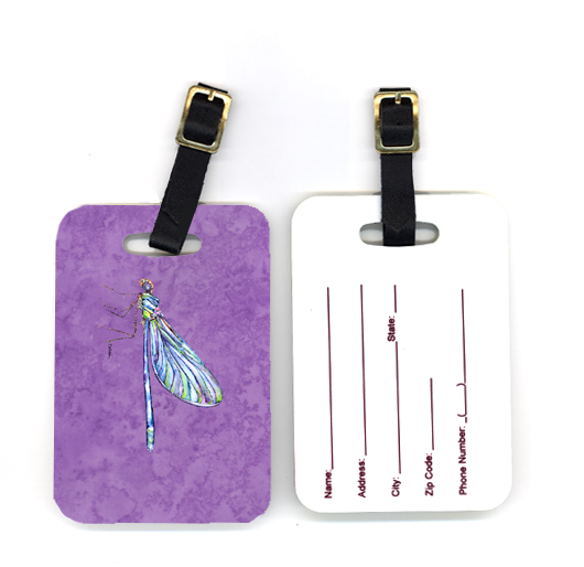 Pair of Dragonfly on Purple Luggage Tag