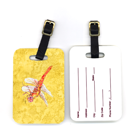 Pair of Dragonfly on Yellow Luggage Tag