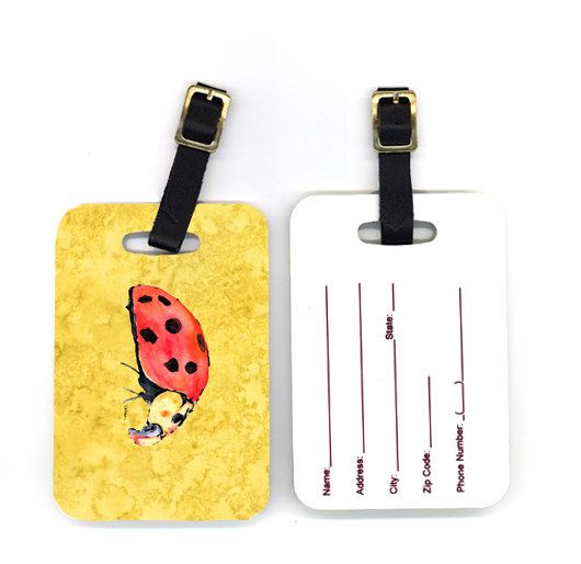 Pair of Lady Bug on Yellow Luggage Tag