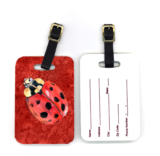 8870BT 4 x 2.75 in. Pair of Lady Bug on Deep Red Luggage Tag