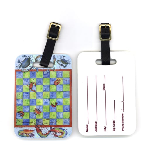 Pair of Crab and Shrimp Checkerboard Luggage Tag