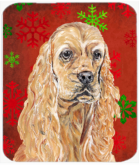Cocker Spaniel Red Snowflake Christmas Glass Cutting Board- Large