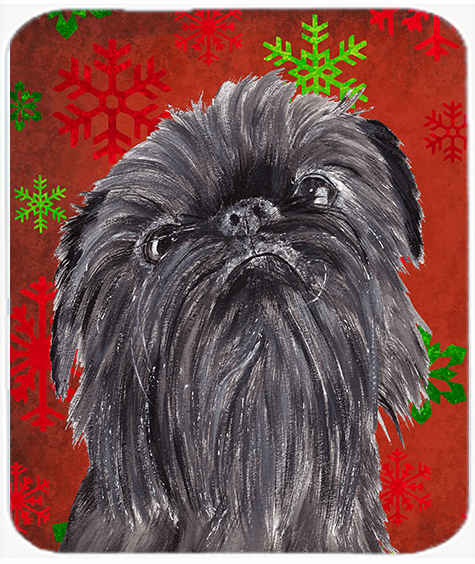 Brussels Griffon Red Snowflake Christmas Glass Cutting Board - Large