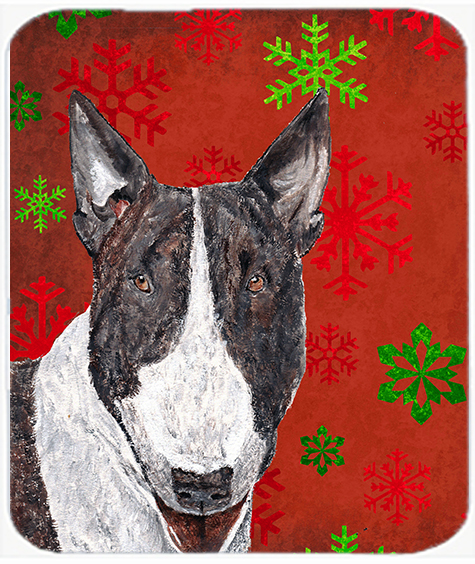 Bull Terrier Red Snowflake Christmas Glass Cutting Board - Large
