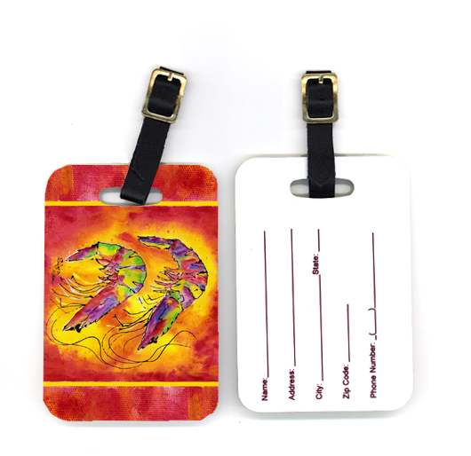 8378BT 4 x 2.75 in. Pair of Bright Shrimp on Red Luggage Tag