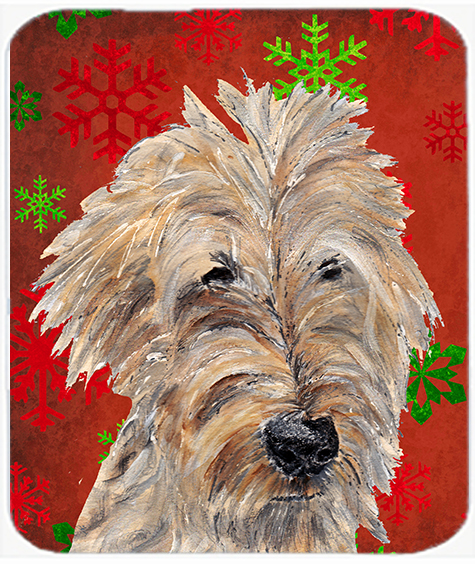 Goldendoodle Red Snowflake Christmas Glass Cutting Board - Large
