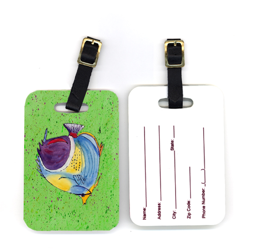 Pair of Tropical Fish on Green Luggage Tag