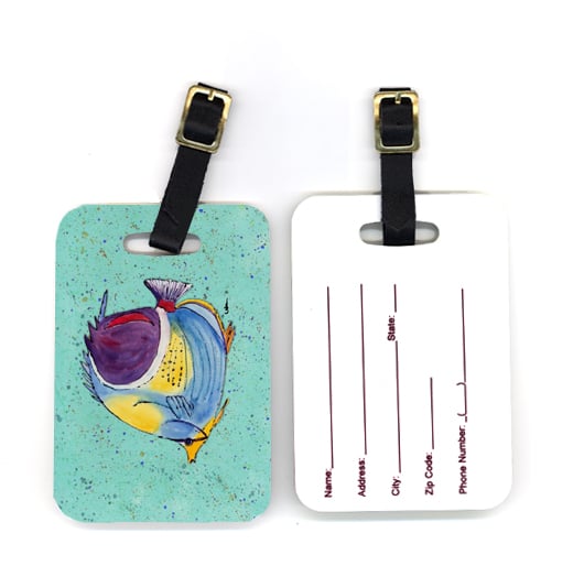 Pair of Tropical Fish on Teal Luggage Tag