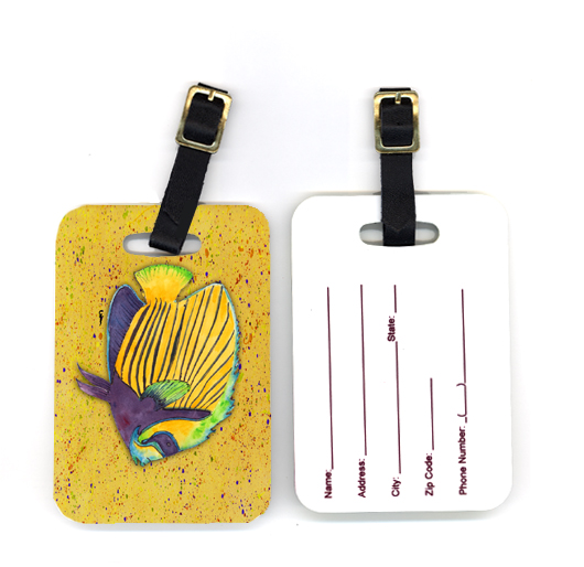 Pair of Tropical Fish on Mustard Luggage Tag