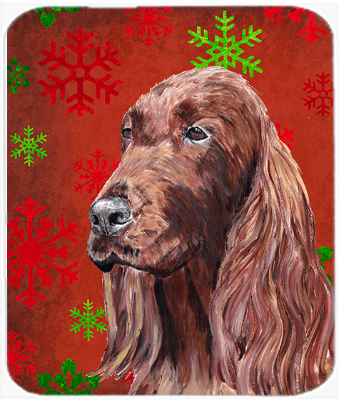7.75 x 9.25 in. Irish Setter Red Snowflake Christmas Mouse Pad, Hot Pad or Trivet