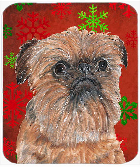 7.75 x 9.25 in. Brussels Griffon Red Snowflake Christmas Mouse Pad, Hot Pad or Trivet