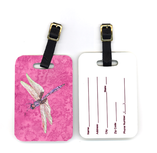 Pair of Dragonfly on Pink Luggage Tag
