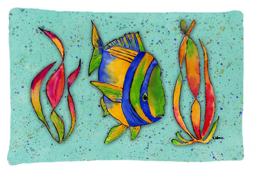 20.5 x 30 in. Tropical Fish on Teal Moisture Wicking Fabric Standard Pillow Case