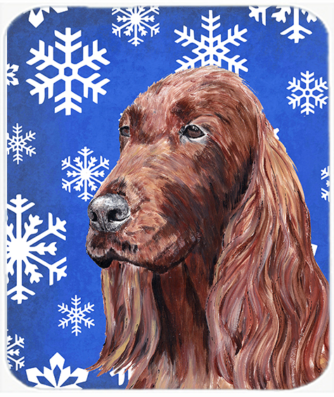 7.75 x 9.25 in. Irish Setter Blue Snowflake Winter Mouse Pad, Hot Pad or Trivet