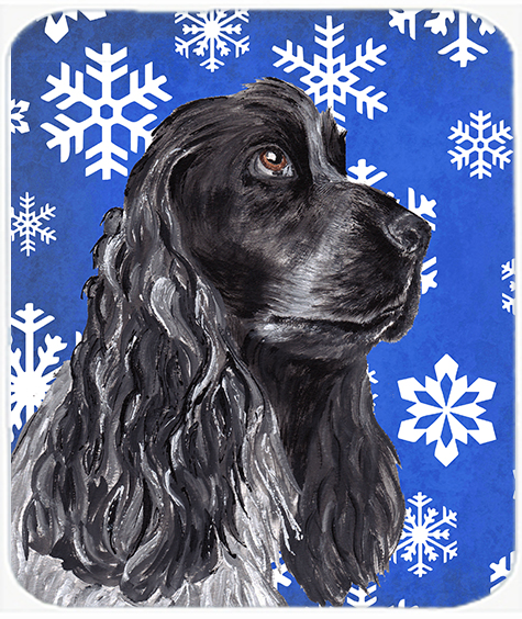 7.75 x 9.25 in. Cocker Spaniel Blue Snowflake Winter Mouse Pad, Hot Pad or Trivet