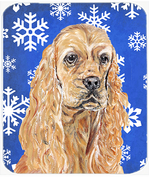 SC9598MP 7.75 x 9.25 in. Cocker Spaniel Blue Snowflake Winter Mouse Pad- Hot Pad or Trivet