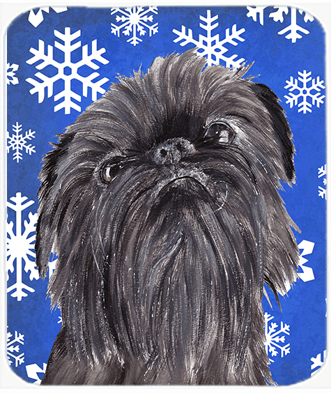 SC9601MP 7.75 x 9.25 in. Brussels Griffon Blue Snowflake Winter Mouse Pad- Hot Pad or Trivet