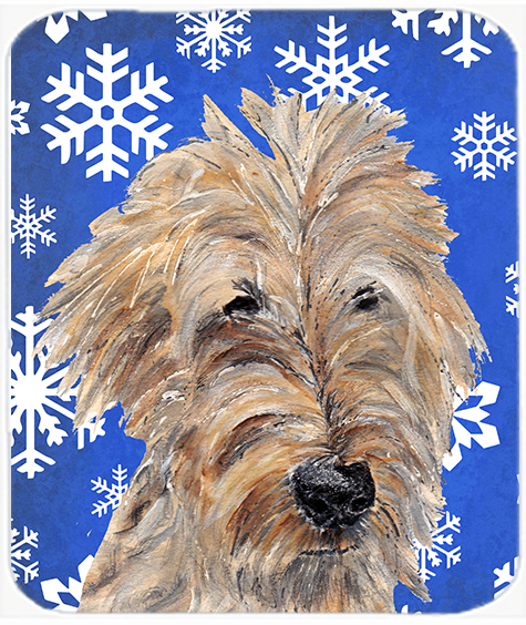 7.75 x 9.25 in. Goldendoodle Blue Snowflake Winter Mouse Pad, Hot Pad or Trivet