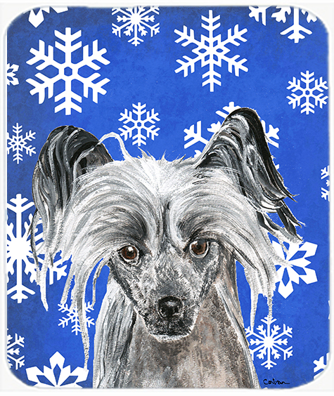 SC9606MP 7.75 x 9.25 in. Chinese Crested Blue Snowflake Winter Mouse Pad- Hot Pad or Trivet