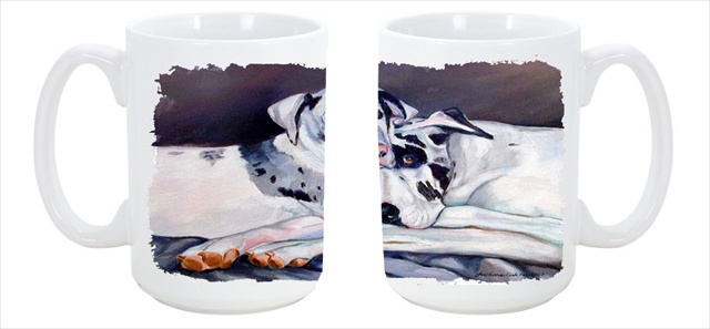 Picture of Carolines Treasures 7163CM15 Harlequin Natural Great Danes Dishwasher Safe Microwavable Ceramic Coffee Mug 15 oz.