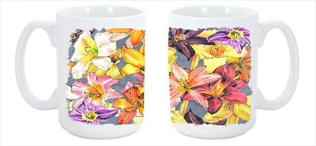 Picture of Carolines Treasures 8892CM15 Day Lillies Dishwasher Safe Microwavable Ceramic Coffee Mug 15 oz.