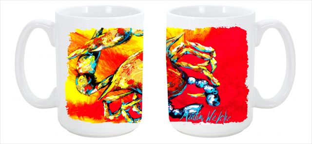 Picture of Carolines Treasures MW1086CM15 Crab Hot Dang Dishwasher Safe Microwavable Ceramic Coffee Mug 15 oz.