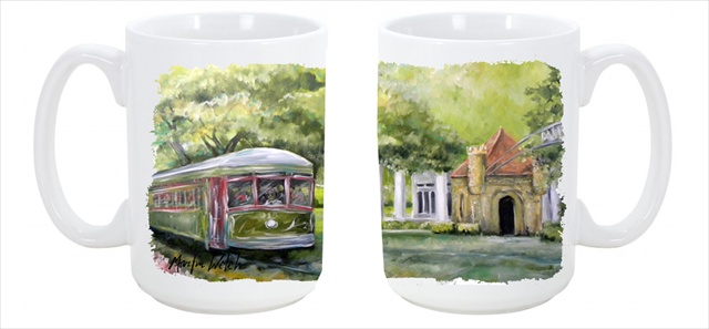 Picture of Carolines Treasures MW1091CM15 Streetcar Next Stop Audubon Park Dishwasher Safe Microwavable Ceramic Coffee Mug 15 oz.