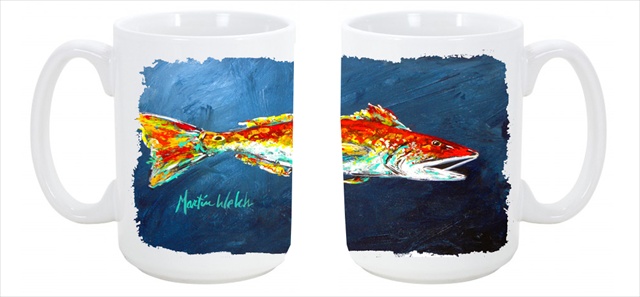 Picture of Carolines Treasures MW1093CM15 Fish - Red Fish Red for Jarett Dishwasher Safe Microwavable Ceramic Coffee Mug 15 oz.