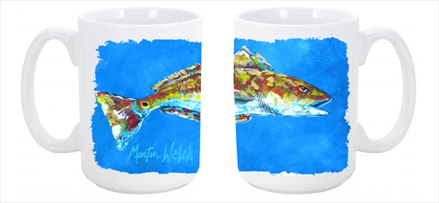 Picture of Carolines Treasures MW1098CM15 Fish - Red Fish Seafood Two Dishwasher Safe Microwavable Ceramic Coffee Mug 15 oz.