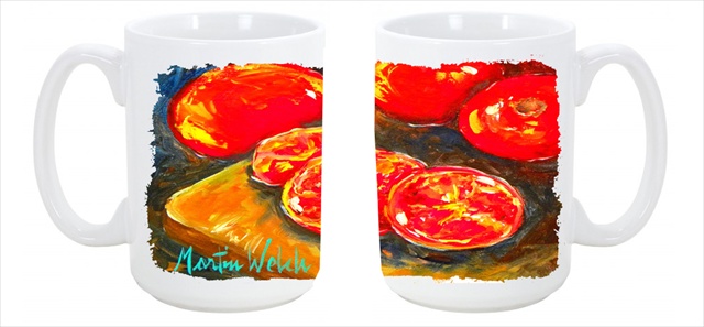 Picture of Carolines Treasures MW1099CM15 Vegetables - Tomatoes Slice It Up Dishwasher Safe Microwavable Ceramic Coffee Mug 15 oz.