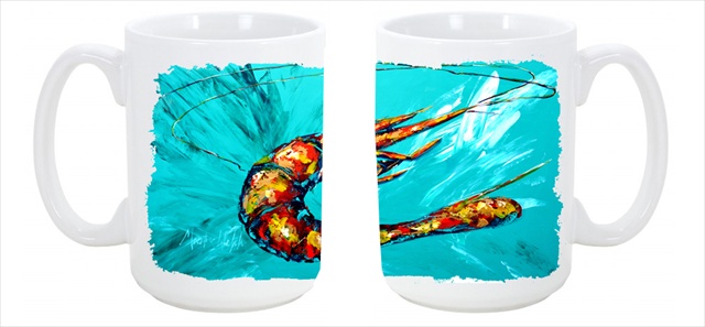 Picture of Carolines Treasures MW1100CM15 Shrimp Teal Shrimp Dishwasher Safe Microwavable Ceramic Coffee Mug 15 oz.