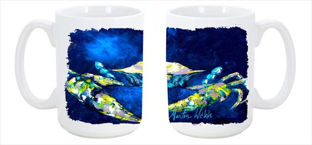 Picture of Carolines Treasures MW1101CM15 Crab Tealy Dishwasher Safe Microwavable Ceramic Coffee Mug 15 oz.