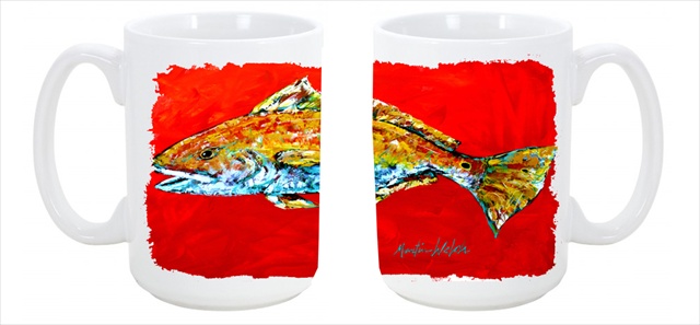Picture of Carolines Treasures MW1111CM15 Fish - Red Fish Red Head Dishwasher Safe Microwavable Ceramic Coffee Mug 15 oz.