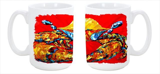 Picture of Carolines Treasures MW1115CM15 Crab Fat and Sassy Dishwasher Safe Microwavable Ceramic Coffee Mug 15 oz.
