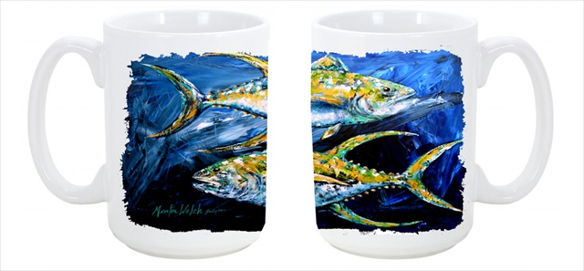 Picture of Carolines Treasures MW1125CM15 Fish - Tuna Tuna Blue Dishwasher Safe Microwavable Ceramic Coffee Mug 15 oz.