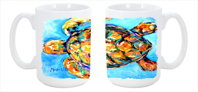 Picture of Carolines Treasures MW1150CM15 Sand Dance Turtle Dishwasher Safe Microwavable Ceramic Coffee Mug 15 oz.